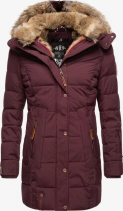 Marikoo Manteaux Courts Manteau D’hiver Femme Bordeaux