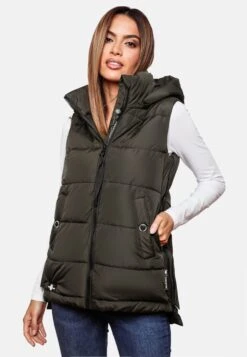 Marikoo Vestes Sans Manches Gilet Zarinaa Femme Vert Foncé -Marikoo 4040775e3a6524a392e243880631d737