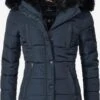 Marikoo Vestes Dhiver Veste D’hiver Lotusblüte Femme Bleu Foncé