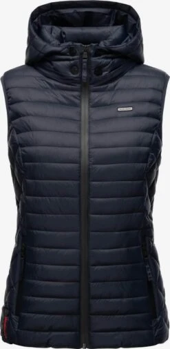Marikoo Vestes Sans Manches Gilet Hasenpfote Femme Bleu Nuit -Marikoo 826acc62cb442fcbb737fd6dbc8ee701