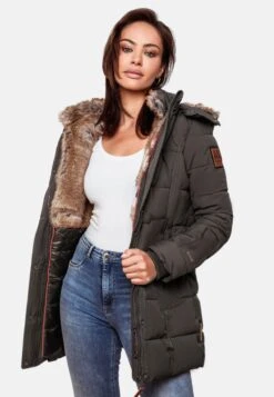 Marikoo Manteaux Courts Manteau D’hiver Femme Gris Basalte -Marikoo ca4c1f35ec738729c2c760ba9746036b