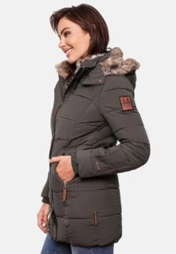 Marikoo Manteaux Courts Manteau D’hiver Femme Gris Basalte -Marikoo ce2001993cb8c365ab986e3d0abe0844